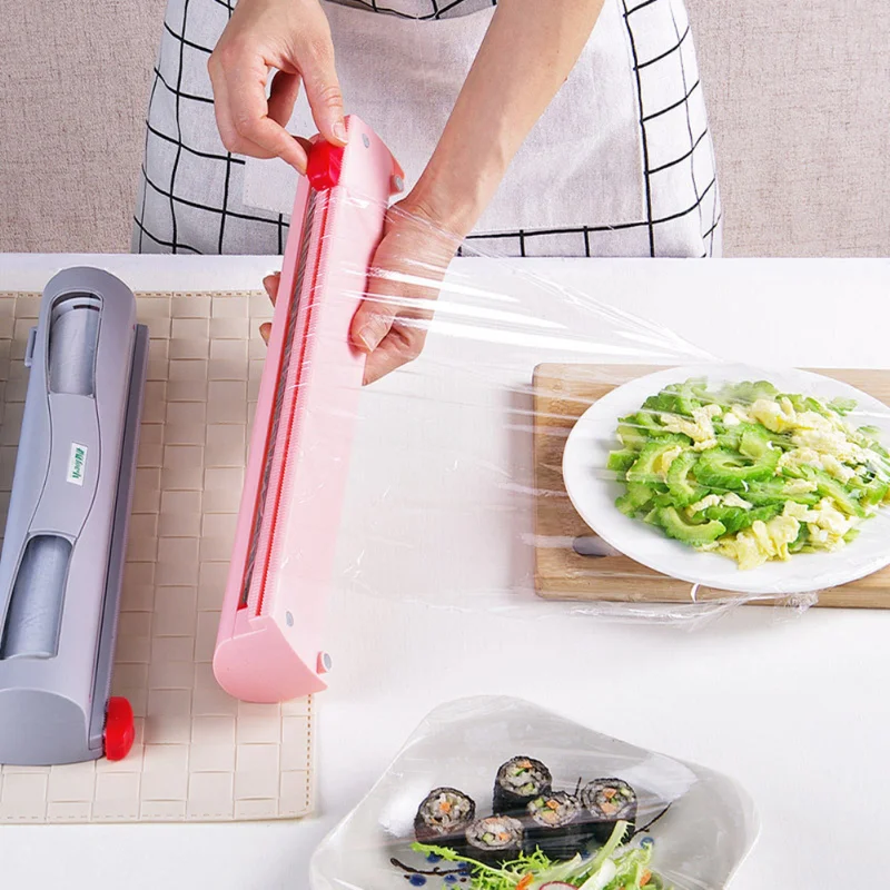 

Magic ABS Good Useful Fruit Food Fresh Keeping Plastic Cling Wrap Dispenser Preservative Film Cutter Kitchen Tool Accessories