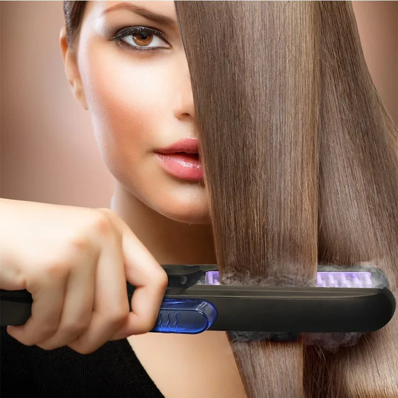 2 в 1 керамические бигуди для волос Профессиональный паровой выпрямитель