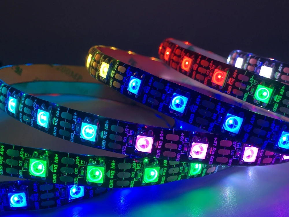 WS2812B WS2812 RGB Светодиодная лента светильник x2 RGB Led музыкальный контроллер с РЧ сенсорным пультом дистанционного управления DC5V светодиодный трансформатор комплект