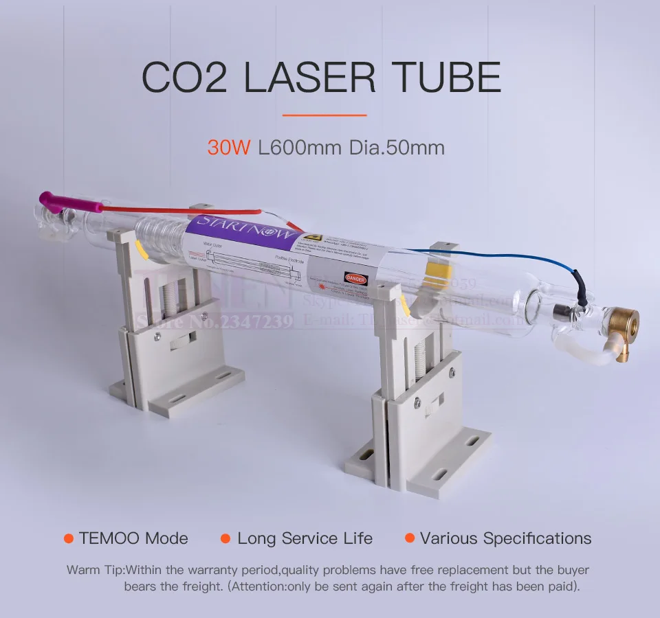 СО2 лазерная трубка 30 Вт 600 мм диаметр 50 мм Лазерная стеклянная труба Лазерная лампа для СО2 лазерная резьба резка гравировка машина маркировочное оборудование