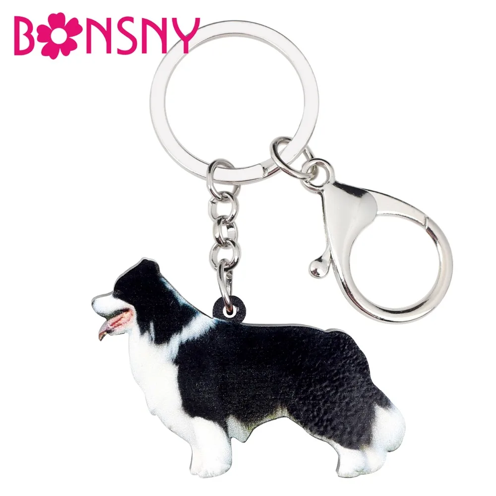 Bonsny акриловые Мультяшные бордюры собака колли животные ювелирные изделия для