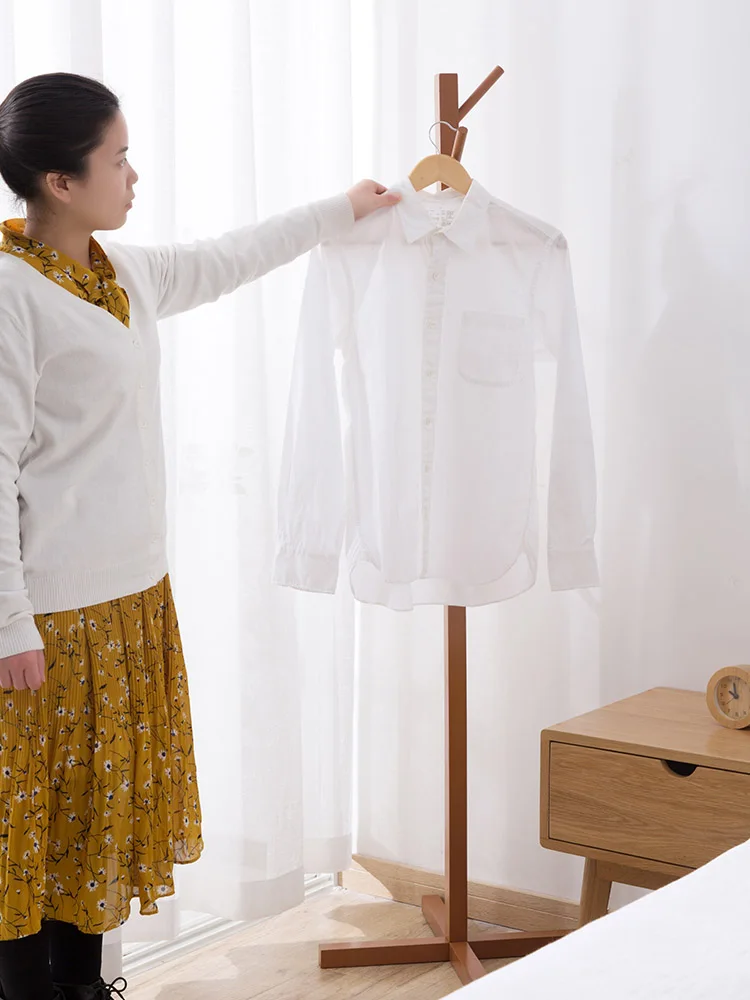  Household wooden clothes rack hanger coat rack Floor-mounted solid wood hanger bedroom clothes rack - 32977022471