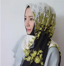

5PCS scarf lace printing long towel scarf women new national hooded kids hijab for muslim girl hoofddoek moslima head covering