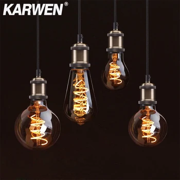 KARWEN LED Filament Edison Bulb Decorative 3D Vintage Edison lamp E27 220V T10 T45 A60 ST64 G80 G95 Replace Incandescent Bulb 1