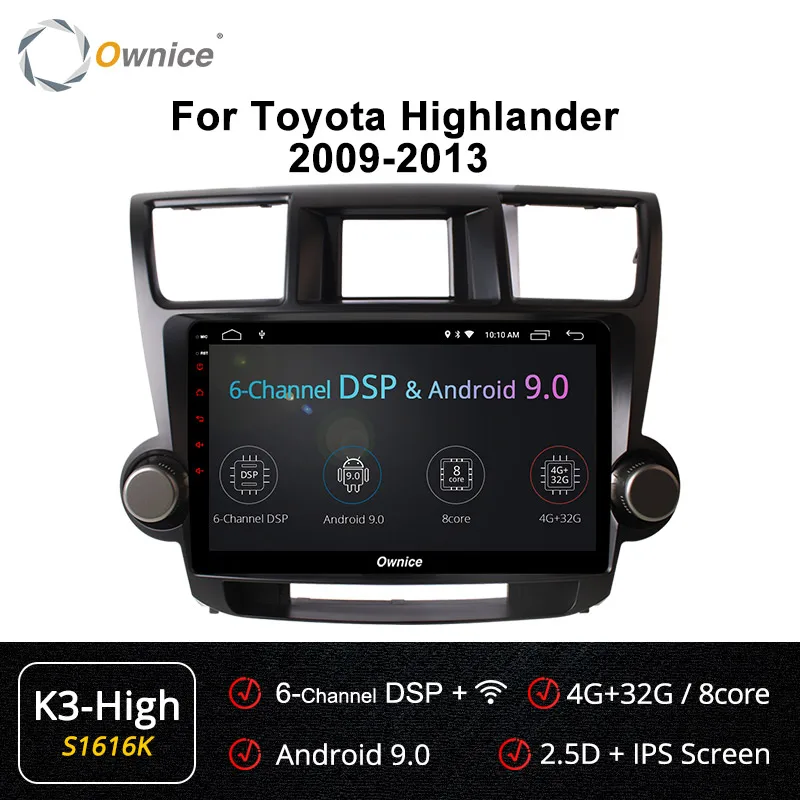 S1616 K3-High Ownice 10," Автомагнитола gps DVD Navi K3 K5 K6 для Toyota HIGHLANDER 2009 2013 Универсальный Android 9,0 8 ядерный 4G LTE - Цвет: S1616 K3-High