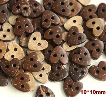 

50pcs/lot Size:10mm Heart design coconut buttons,sewing buttons,2-holes buttons for children.(SS-500-312)