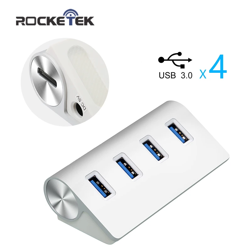 preço 4 Rocketek multi usb 3.0 hub port splitter adaptador DC Interface De Alimentação para iMac MacBook Air usb3.0 pc computador portátil acessórios