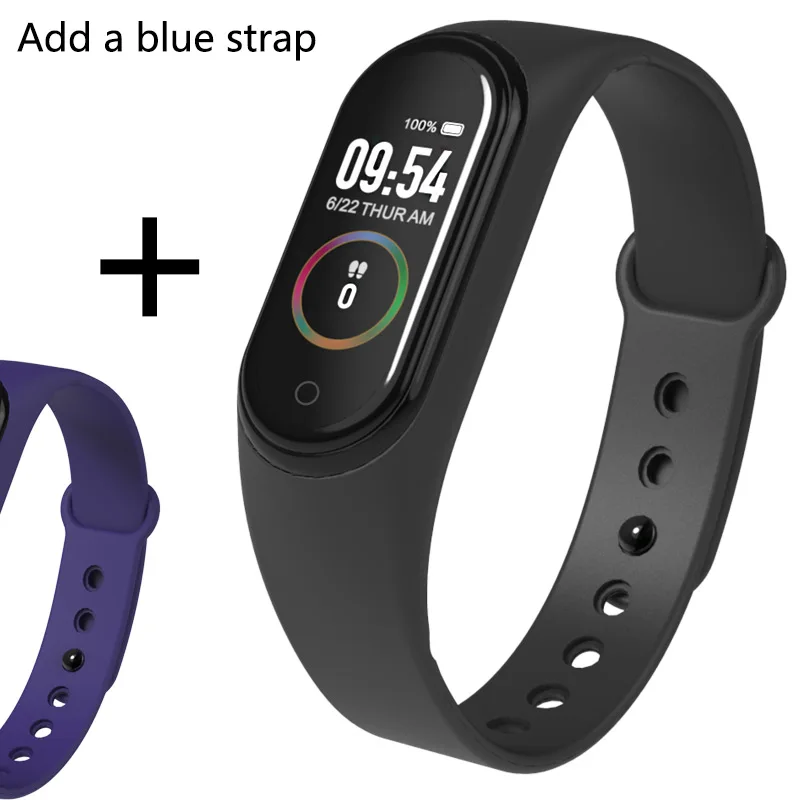 M4C add blue strap Смарт-браслет для измерения артериального давления для мужчин t Шагомер фитнес-трекер Смарт-браслет для женщин мужчин водонепроницаемый для Android Ios - Цвет: M4C add blue strap