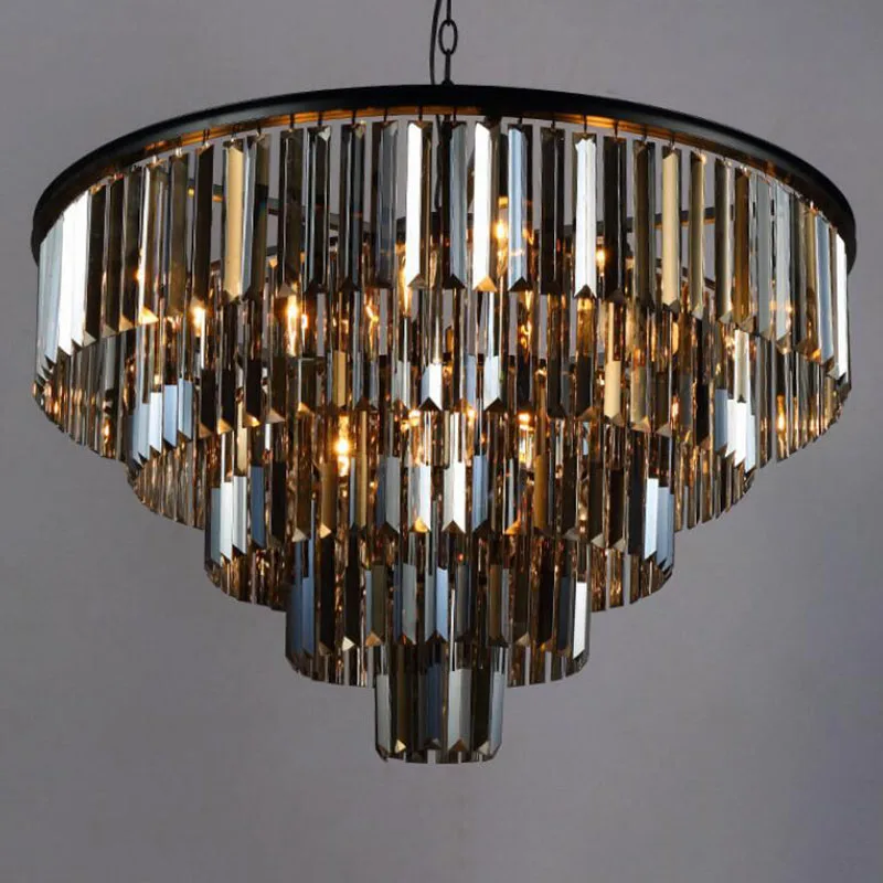 

Crystal K9 Modern Crystal Chandelier Elegant Gray Smoke Crystal Suspension Coffee Lamps Hotel Restaurant