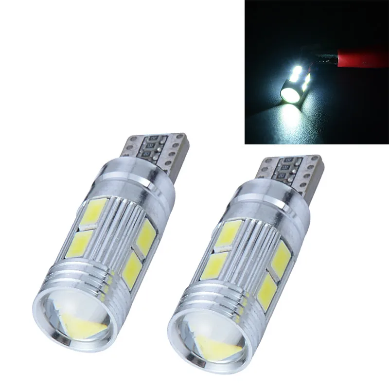 2X  T10 Car Width Light Bulb W5W 5630 10 SMD LED Canbus No Error Car Interior Dome Map Door Trunk Lamp Auto Side Wedge Light