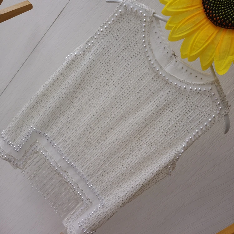 Cakucool Women Beading Blouse Shirt Sleeveless Summer Chiffon Tops Pearl Tassels Cute Sexy Girls Blusas Top Shirts Cakucool Women Beading Blouse Shirt Sleeveless Summer Chiffon Tops Pearl Tassels Cute Sexy Girls Blusas Top Shirts