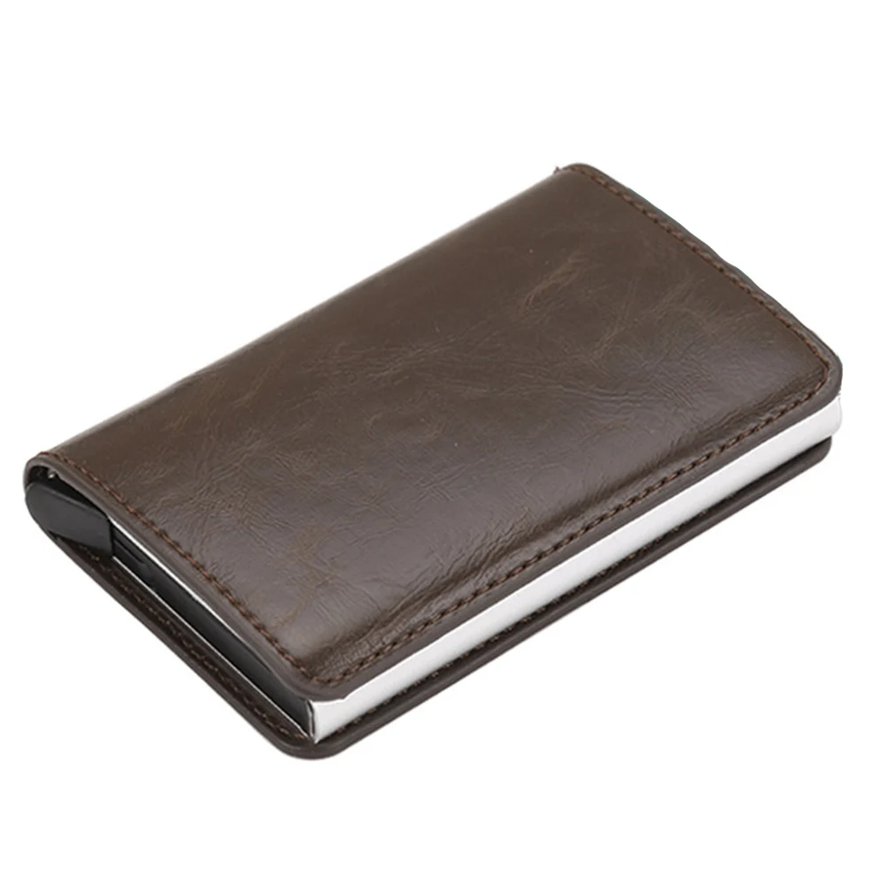 

Thin Simple Pocket Purse Organizer Durable Package Business Credit Holder Card Case PU Leather Bank Men Wallet RFID Blocking