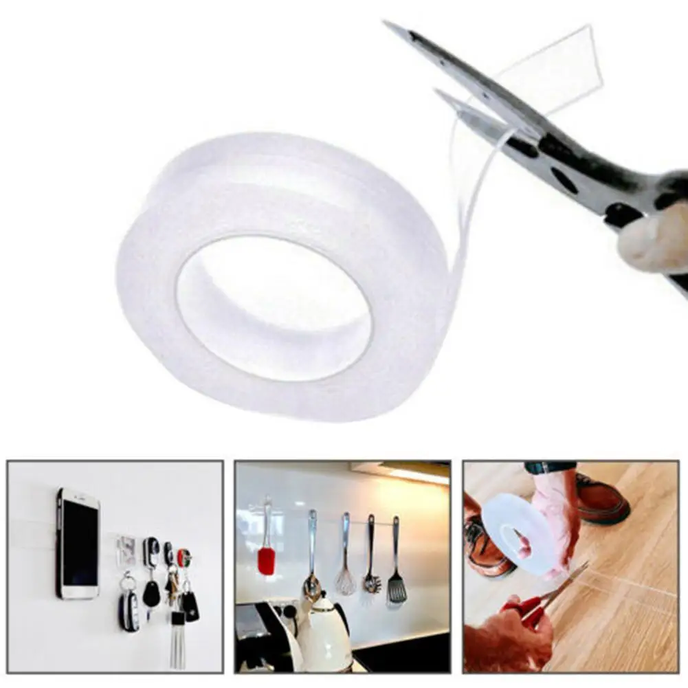 

Double Sided Adhesive Tape Washable Transparent Strong Adhesive Traceless Reusable Anti Slip Tape for Home Room Office