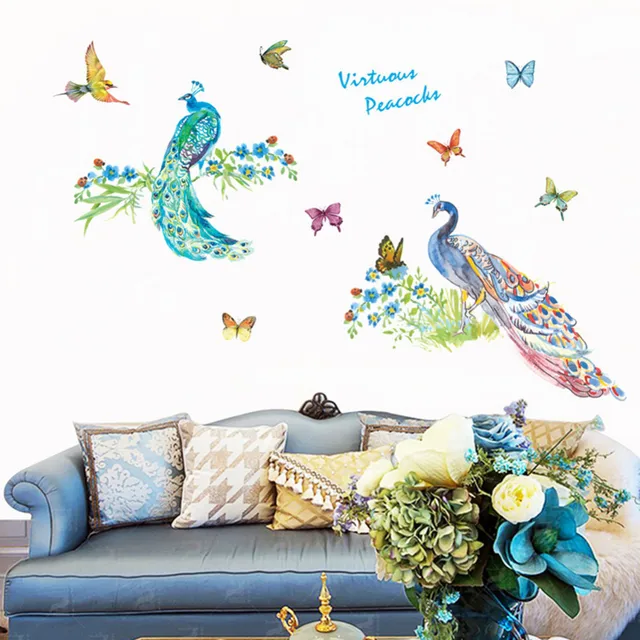 peacock wall stickers 3d vinyl wall decals home decor sticker living