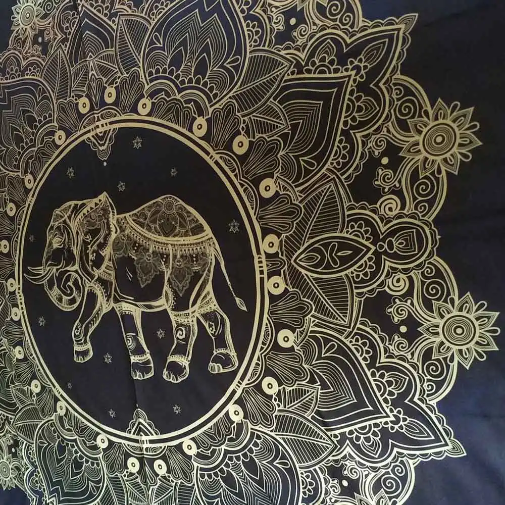 Lannidaa горячая штамповка материя с изображением слона и мандалы золото Солнце Луна настенный висячий психоделический гобелен домашний фон художественная Декоративная скатерть