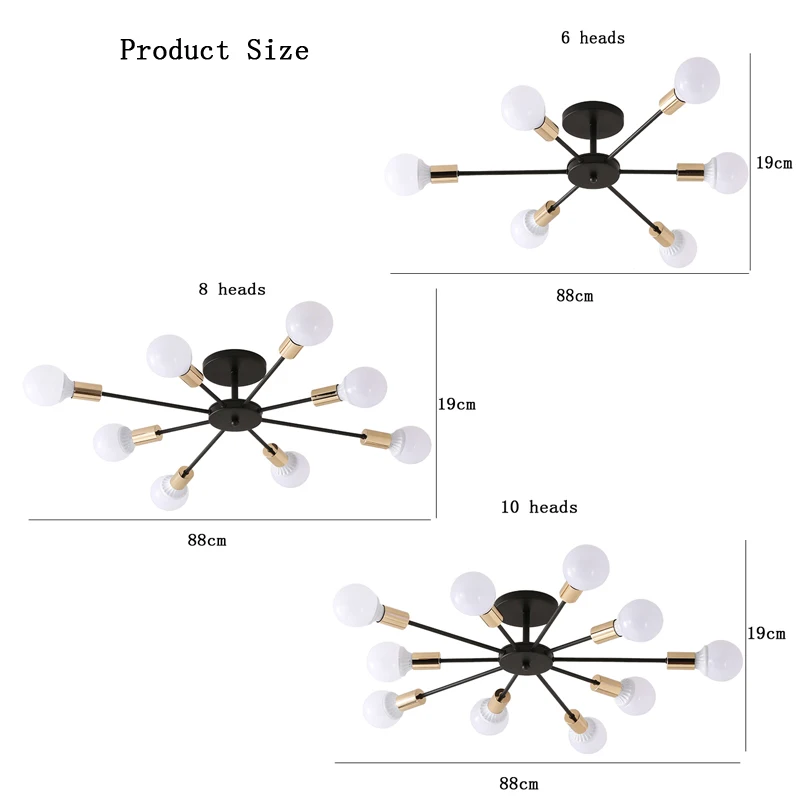 Потолочный светильник с современный потолочный светильник ing Промышленные 6/8/10 головок Утюг Лофт Nordic домашний декор столовой кафе бар