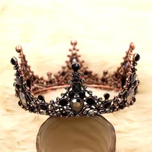 Горячая барокко Винтаж Кристалл, свадьба, для новобрачных Tiaras повязка на голову черная принцесса Корона конкурса красоты свадебные аксессуары для волос M30