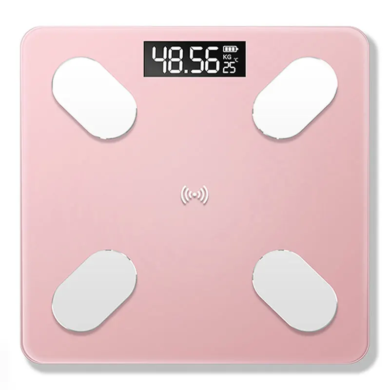 Bluetooth умные весы бытовой Ванная комната Измерение веса напольные весы Pesa цифровой Mi весы анализатор тела 26*26 см - Цвет: Rose gold