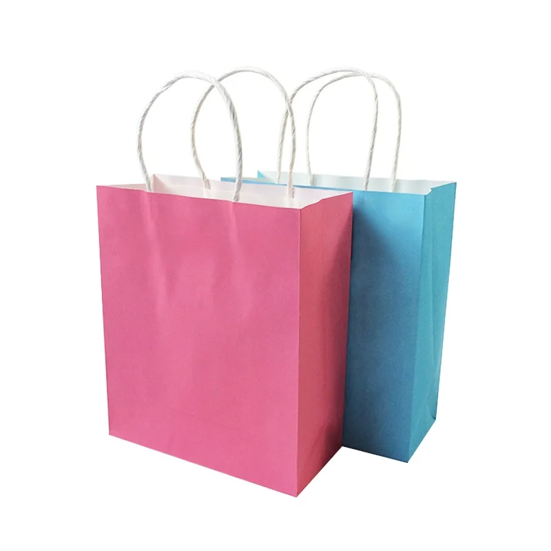 

1 Pcs/lot Natural Kraft Paper Bag With Handle Environmental Protection Bag 2 Color Multi-function Cute Gift Bag 18*21*8cm