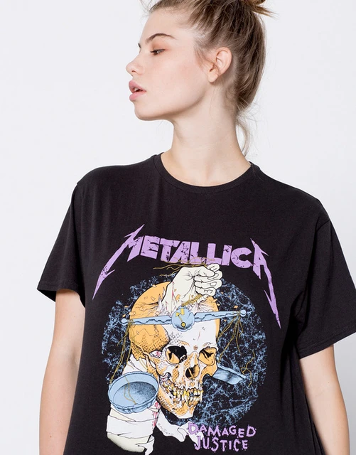 Metallica Camiseta de Los de Alta Calidad de Las Mujeres de Justin Bieber Camisetas Metallica Dorris Esqueleto Banda de Rock Camiseta Metal _ - AliExpress Mobile