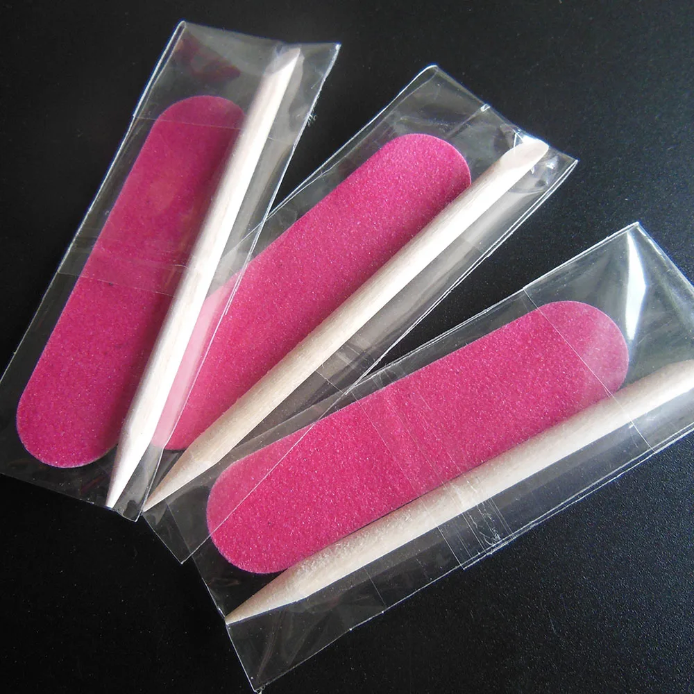

50 pcs mini manicure set pedicure kit disposable nail kit hotel nail file nail art tool wood nail file cuticle wood stick