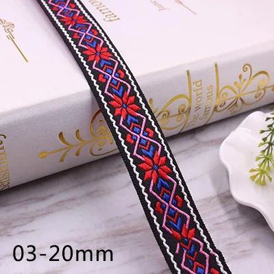 03-20mm Meetee 20 м 20/25 мм в этническом стиле ветер жаккардовых лент с полиэстерное вышитое кружево обрезки DIY Костюмы окантовкой украшения Материал RD030 - Цвет: 03-20mm