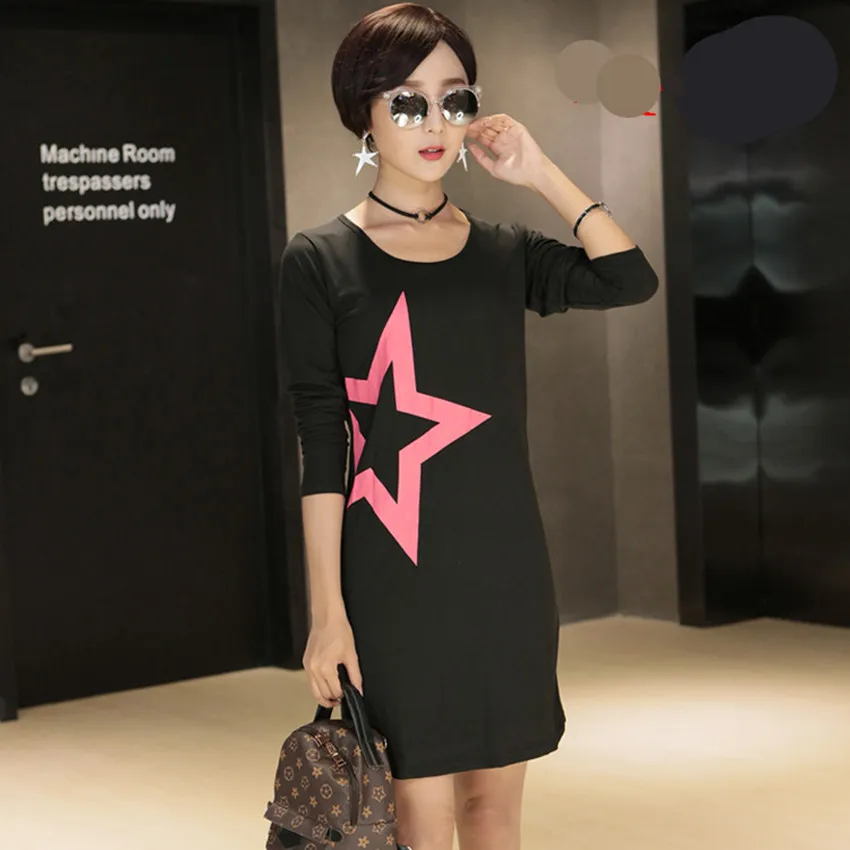 XXS M New 2017 autumn Fashion Women long sleeve Dresses casual star