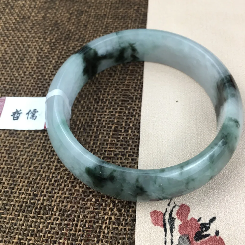 Zheru Jewelry Pure Natural Jadeite Bracelet Dark Blue Double Color 54-62mm Female Gift Give Class A National Certificate | Украшения и