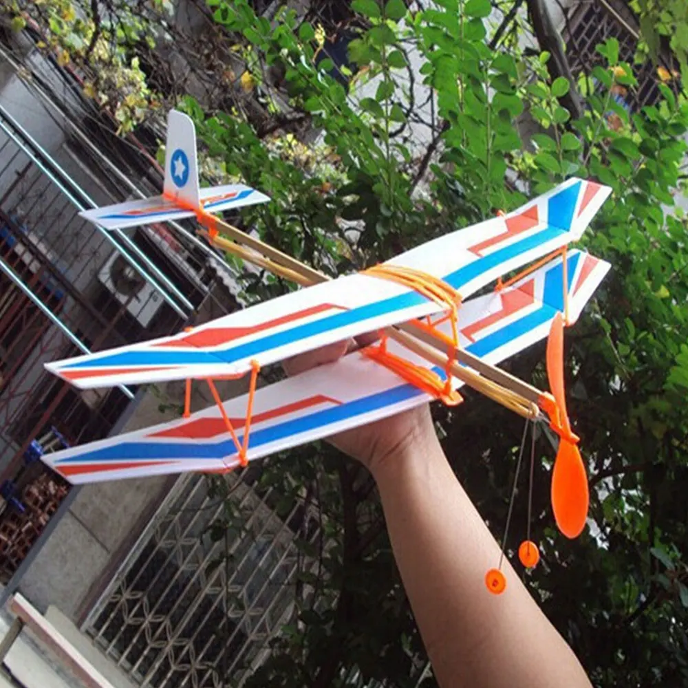 

DIY Hand Throw Flying Glider Planes Elastic Rubber Band Powered Flying Airplane Plane Glider Assembly Model Toys For Children