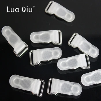 

Luo Qiu 12mm 50pcs / lot high quality nickel plated alloy suspender clip garter belt clips Women Plastic Leg Garter Grips