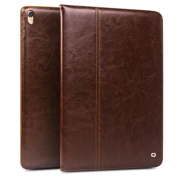 QIALINO Ультратонкий чехол из натуральной кожи для iPad Pro 10,5 дюймов роскошный флип Модный узор стенты Dormancy Функция подставка Cov - Цвет: Brown