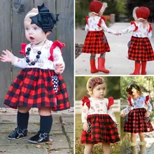 Малышей Одежда для детей; малышей; девочек одежда хлопок принцесса плед Олень платье нарядное платье-пачка одежда