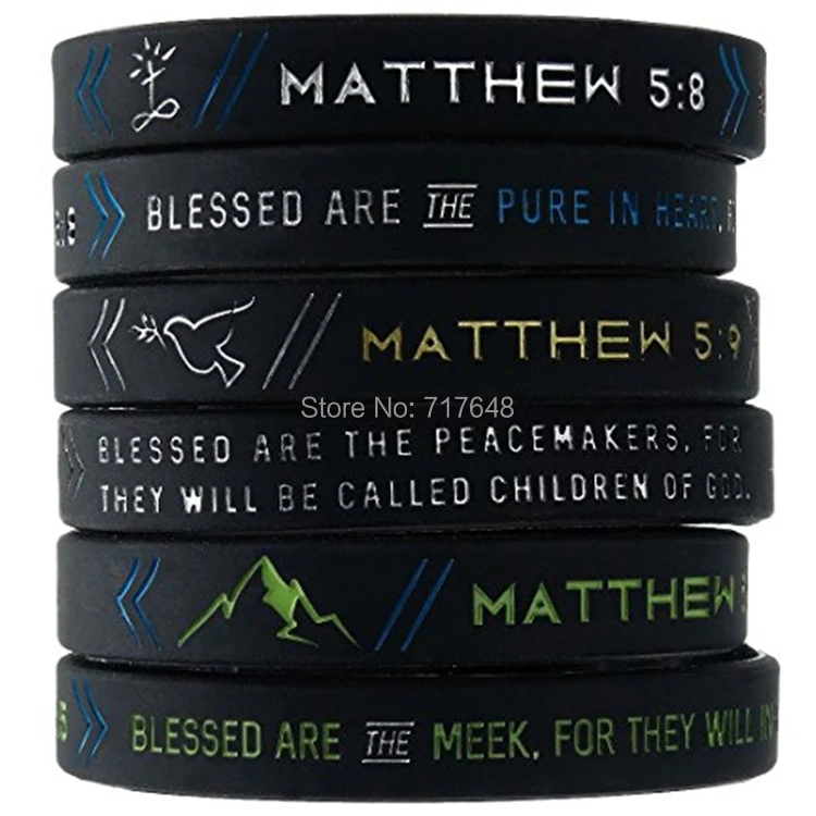 30 шт. библейские христианские символы Matthew 5:5 5:8 5:9 браслеты силиконовые