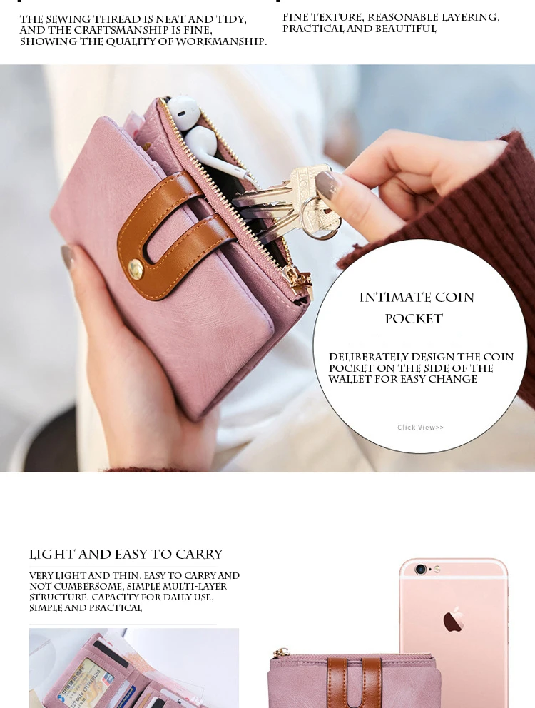 Women Wallet Short Style Lady's Luxury Brand Wallets Scrub Leather Female Zipper& Hasp Purse for Coins Carteira Feminina