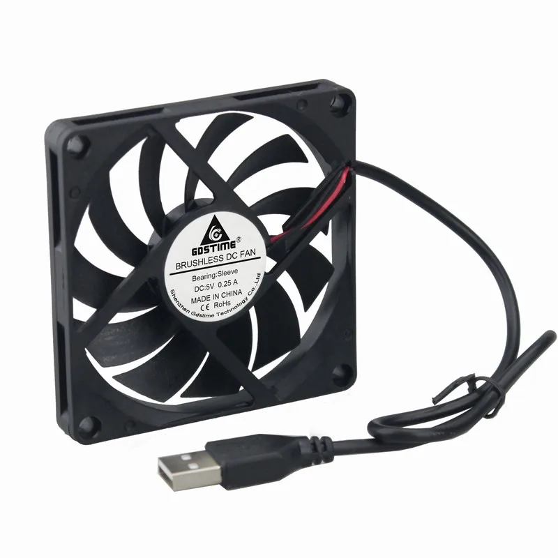 

2 Pcs Gdstime 5V 80x80x10mm 8cm PC Brushless Motor Cooler USB Connector Computer Case DC Cooling Fan 80mm x 10mm