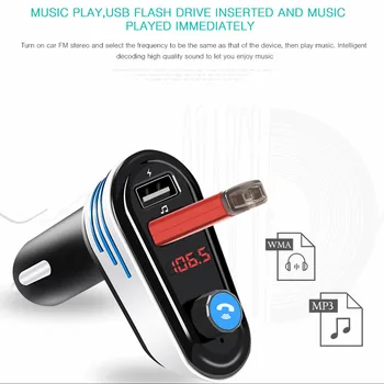 

AP02 Bluetooth Car Kit With Handsfree FM Transmitter LED Display Dual USB Fast/Quick Smart Phone Car-Charger Bluetooth4.2 Player