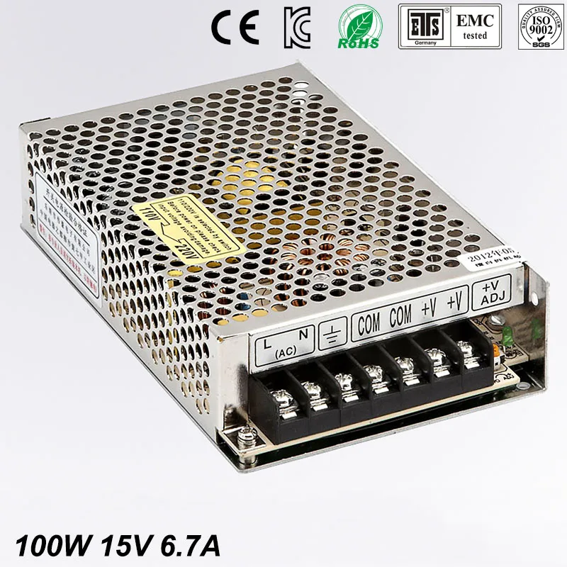 

15V 6.7A MS-100-15 MINI led driver, mini switching power supply,min power switch,mini size smps with overload protection