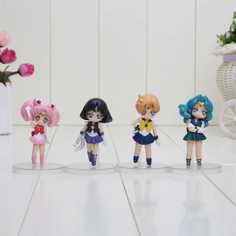 

Anime Sailor Moon Tsukino Chibiusa Tenoh Haruka Tomoe Hotaru Kaioh Michiru PVC Action Figures Toys 4pcs/set KC052