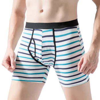 

Underpants Men 3Pcs/lot Long Boxer Men Mens Underwear Cotton Man Boxers Striped Shorts Boxershorts Male With Fly