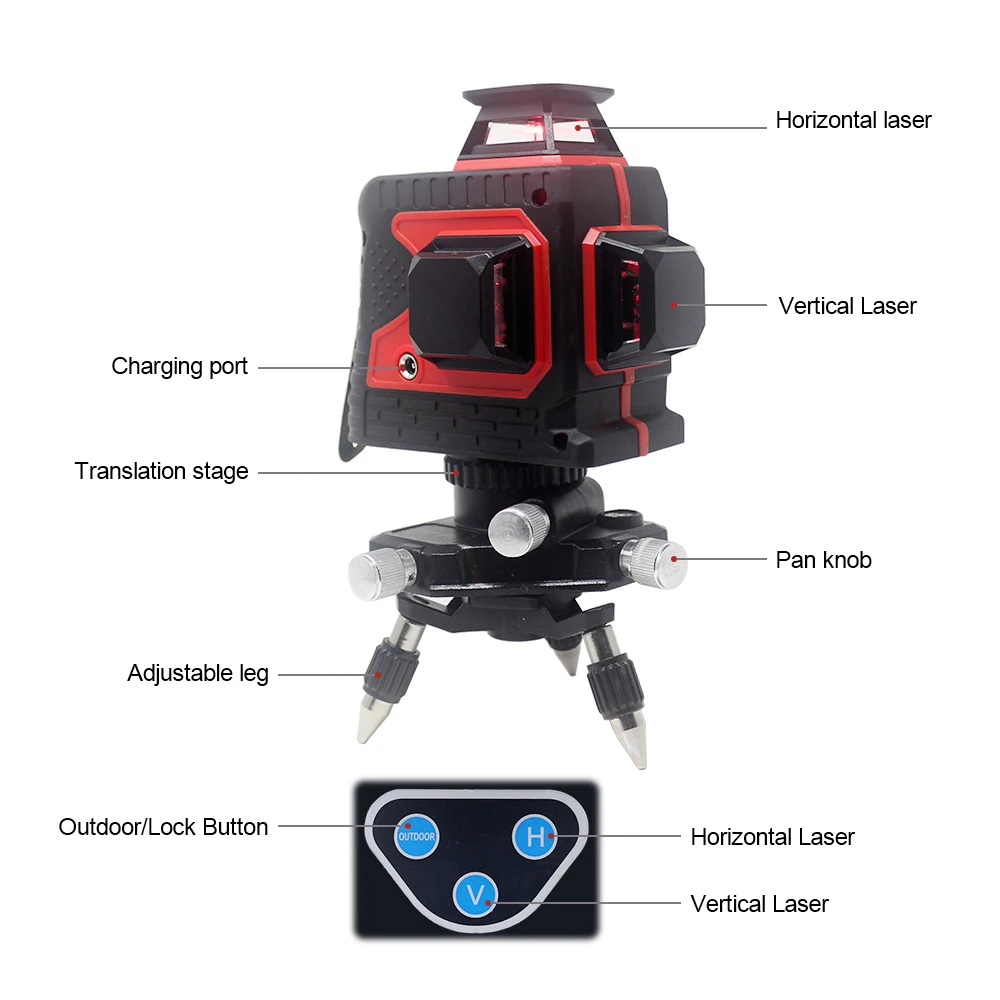 Preise Ketotek Laser Level 12 Linien 3D Selbst Nivellierung 360 Horizontale Vertikale Kreuz Super Leistungsstarke Rot Laser Strahl Linie Indoor outdoor