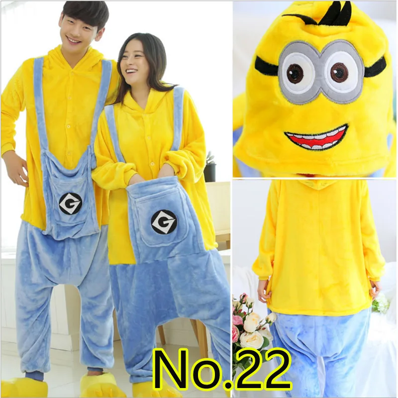 Костюм для сна; пижамы большого размера дома Adulto одежда Пижама Kigurumi Для женщин набор Костюмы для костюмированной вечеринки Для мужчин - Цвет: Little Yellow Man
