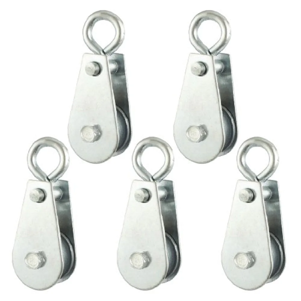 

2015 Hot 5 Pcs 0.03T 66.1Lbs 30Kg Silver Tone Metal Swivel Lifting Crane Pulley Block