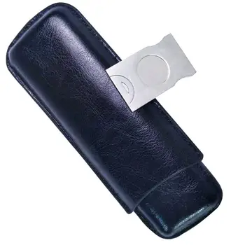 

Leather Cigar Bag 2 Tube Cigar Box Portable Travel Cigar Holder Humidor With Cutter Cigar Carring Case Storage Bag