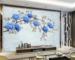 Beibehang пользовательские обои синий и белый фарфор ручной росписью кисти Цветок Птица новый китайский простой ТВ фон 3d обои