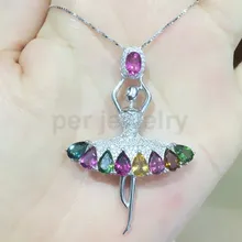 Турмалиновая подвеска,, натуральный турмалин, подвеска «Балерина», серебро 925 пробы, 0.5ct* 9 шт., драгоценные камни# BL16081603