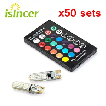 

50 sets car led light bulb t10 rgb bulbs colorful lamps daytime running light fog lamp t10 w5w led lights