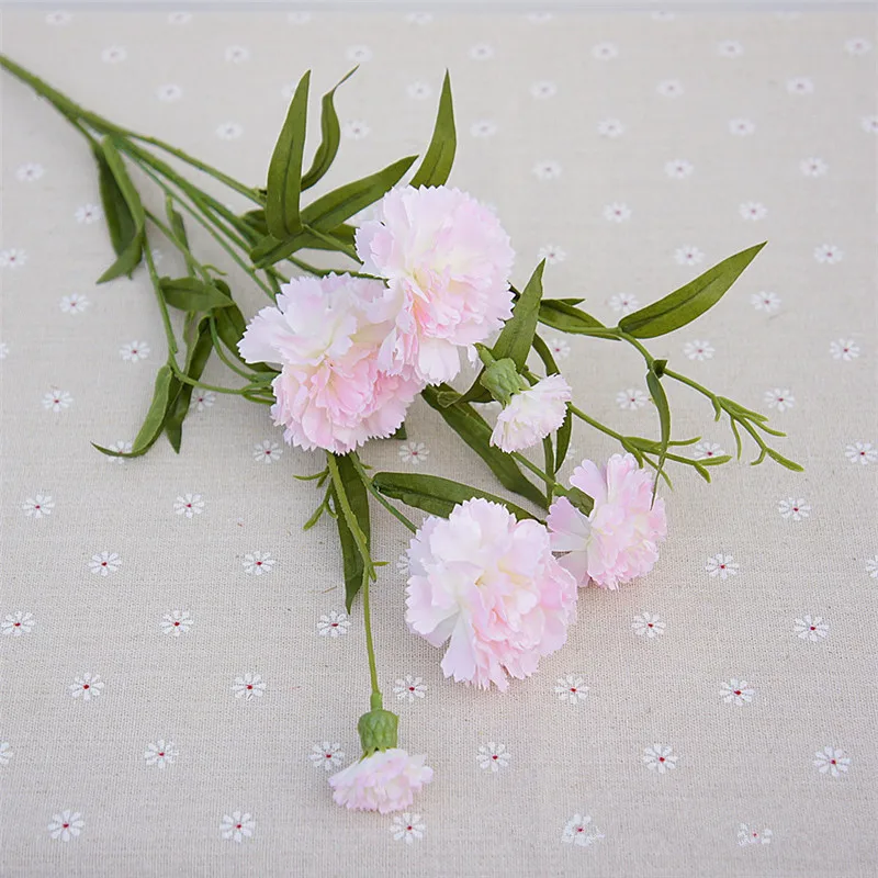 Flone 6 Heads Artificial Carnation Flower Simulation Small Carnation Fake Silk Flower Branch Home Decor Floral Festival Gift (17)
