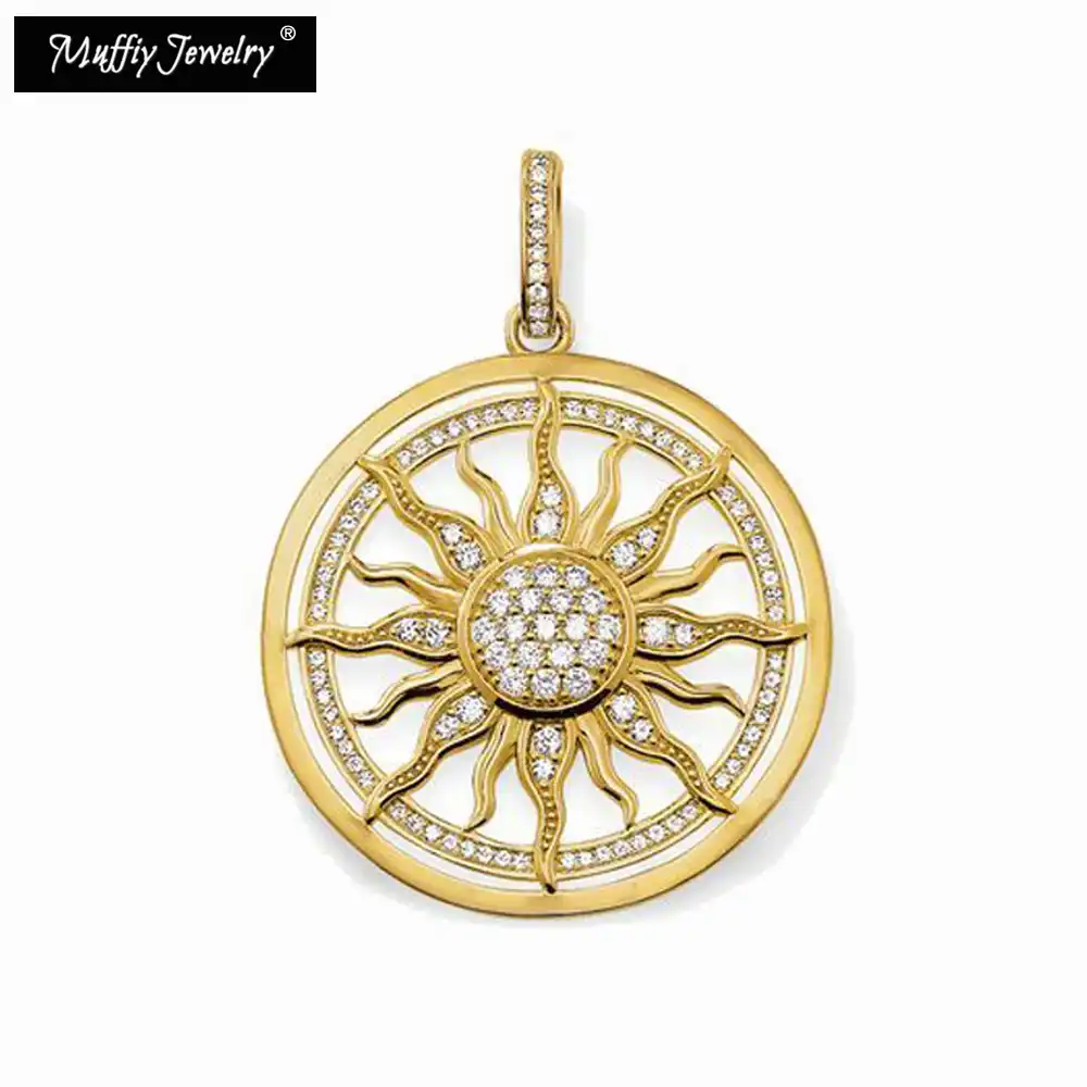 Colgante de sol dorado, joyería de estilo Thomas Glam, regalo de 2017