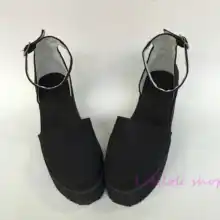 Туфли принцессы Лолиты черного цвета с задним фоном; черные джинсовые туфли с закругленным носком и пряжкой на ремешке; обувь ручной работы; большие размеры; an1345