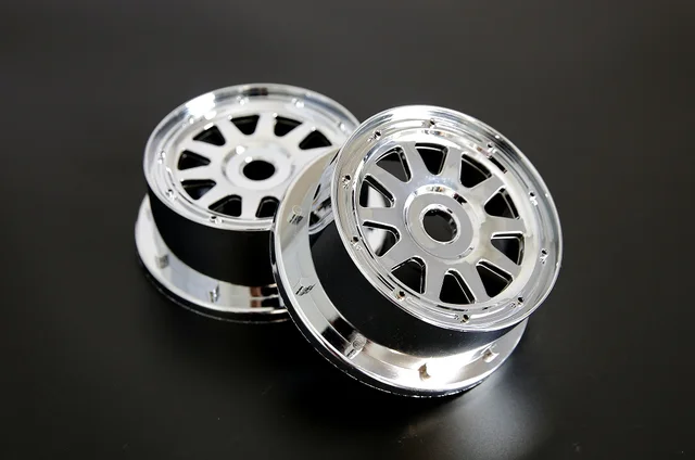 Cheap  Plastic Chrome front wheel hub 2PCS for 1/5 hpi baja 5b 5t 5sc rc car parts